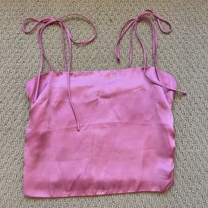 Urban Outfitters pink satin cropped camisole